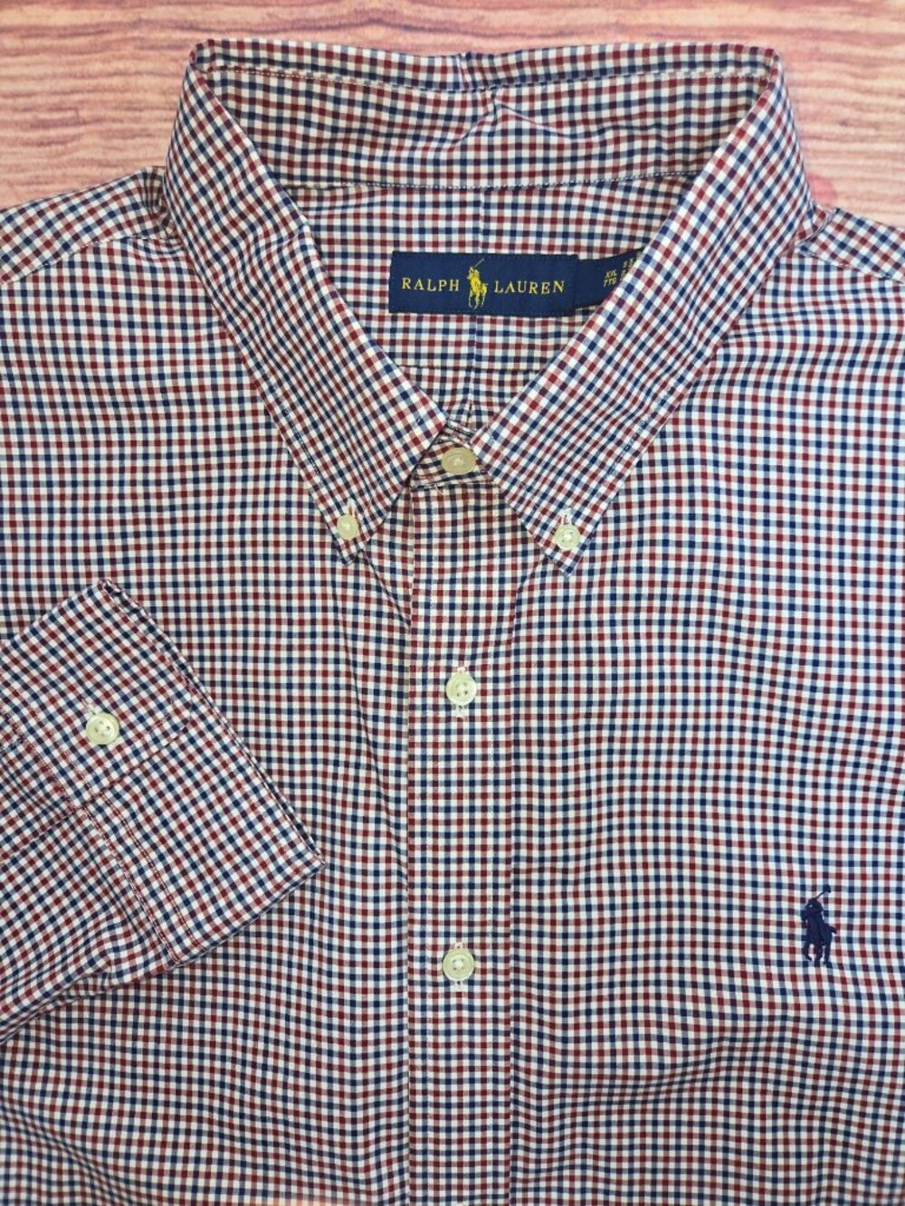 Ralph Lauren Mens Red & Blue Check Button-Down Shirt XXL